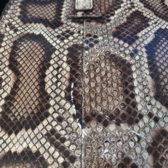 Michael Kors Gia Satchel, Mumbay Python, Molaus Natural Minor Defect, New - Picture 12 of 12